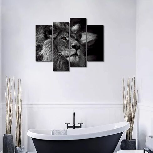 Black and White Lion Head Portrait Wall Art Painting Pictures Print On Canvas Animal The Picture for Home Modern Decoration in Kuwait