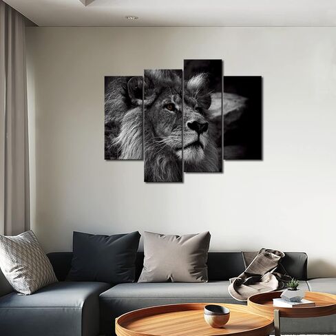 Black and White Lion Head Portrait Wall Art Painting Pictures Print On Canvas Animal The Picture for Home Modern Decoration in Kuwait