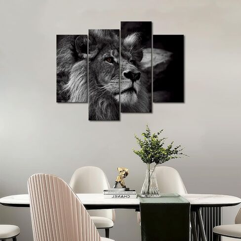 Black and White Lion Head Portrait Wall Art Painting Pictures Print On Canvas Animal The Picture for Home Modern Decoration in Kuwait