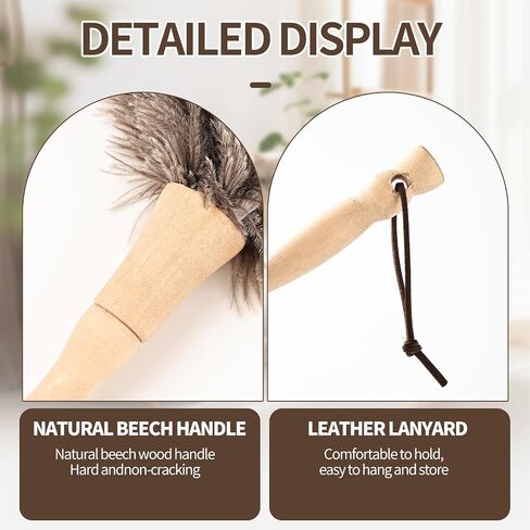 Ostrich Feather Duster 12 Inch Feather Duster Fluffy Natural Ostrich Feathers with Wooden Handle Ostrich Feather Duster for Cleaning Supplies(Natural) in Saudi Arabia