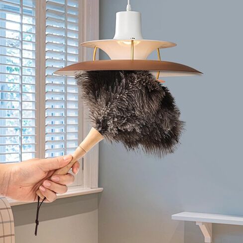 Ostrich Feather Duster 12 Inch Feather Duster Fluffy Natural Ostrich Feathers with Wooden Handle Ostrich Feather Duster for Cleaning Supplies(Natural) in Saudi Arabia