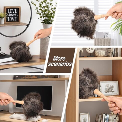 Ostrich Feather Duster 12 Inch Feather Duster Fluffy Natural Ostrich Feathers with Wooden Handle Ostrich Feather Duster for Cleaning Supplies(Natural) in Saudi Arabia