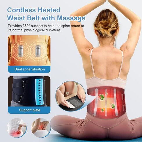 Heating Pad - Portable Heating Pad - Heating Pad for Back Cordless Heating Pad with Massager for Back Pain Relief, Portable Back Massager Wearable Heating Pad Christmas Gifts for Women Gifts for mom in Saudi Arabia