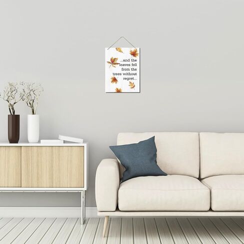 Autumn Decor Sign, Decorative Hanging Wood Plaque for Wall, Leaves Wall Decor, Vintage Home Decor, Shop Decor, Inspirational Fall Decor, The Leaves Fell from the Trees without Regret Sign in Saudi Arabia