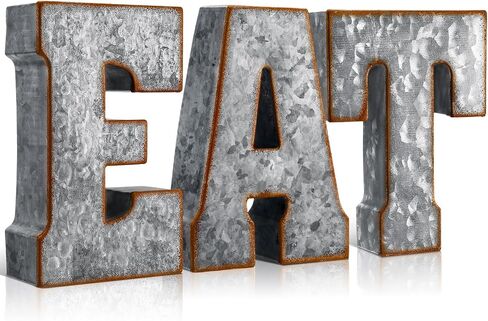 Vercraft Galvanized Eat Sign Metal Letter Eat Decorative Tabletop Sign Rustic Wall Hanging or Freestanding Decor 3D Vintage Large Shelf Decor for Kitchen Home Office Coffee Decoration in Saudi Arabia
