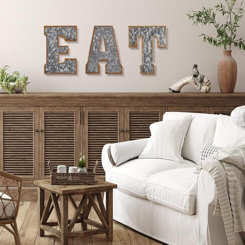 Vercraft Galvanized Eat Sign Metal Letter Eat Decorative Tabletop Sign Rustic Wall Hanging or Freestanding Decor 3D Vintage Large Shelf Decor for Kitchen Home Office Coffee Decoration in Saudi Arabia
