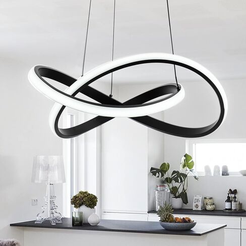 MAYNA Modern LED Pendant Light Fixture, Contemporary LED Chandelier with Irregular Ring Lights, Adjustable Modern Chandeliers for Dining Room Kitchen Entryway Living Room Bedroom, 6000K Daylight in Saudi Arabia