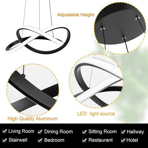 MAYNA Modern LED Pendant Light Fixture, Contemporary LED Chandelier with Irregular Ring Lights, Adjustable Modern Chandeliers for Dining Room Kitchen Entryway Living Room Bedroom, 6000K Daylight in Saudi Arabia