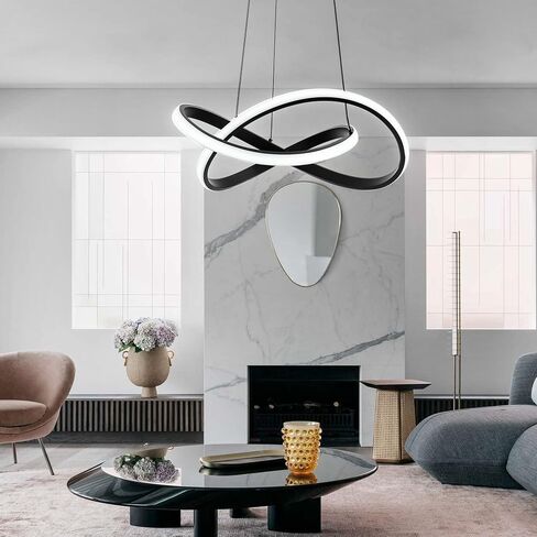 MAYNA Modern LED Pendant Light Fixture, Contemporary LED Chandelier with Irregular Ring Lights, Adjustable Modern Chandeliers for Dining Room Kitchen Entryway Living Room Bedroom, 6000K Daylight in Saudi Arabia