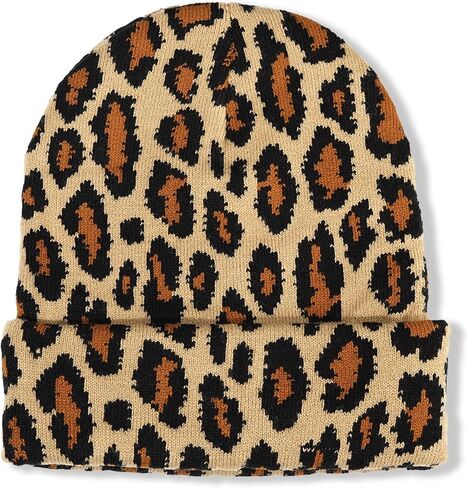 Camo Beanie Hat for Men Women Giraffe Cow Print Leopard Cheetah Print Gifts Knit Hat Funny Animal Themed Stuff Lover Gifts in Kuwait