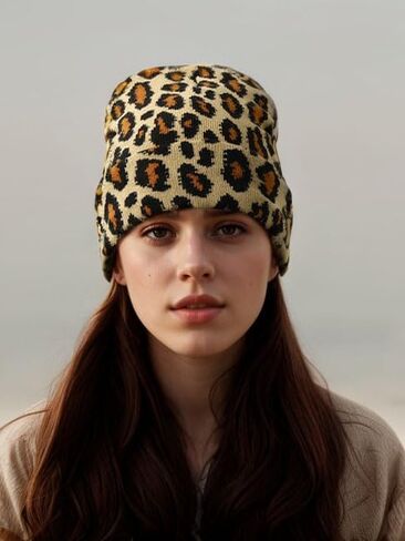 Camo Beanie Hat for Men Women Giraffe Cow Print Leopard Cheetah Print Gifts Knit Hat Funny Animal Themed Stuff Lover Gifts in Kuwait