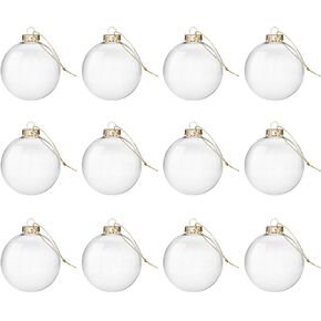 18 pcs Clear Glass Ball Ornaments, Clear Glass Ornaments for Crafts Fillable (2.36")，Small Hanging Ornaments Christmas Tree Decor Holiday Decorative Craft Tree Ornaments