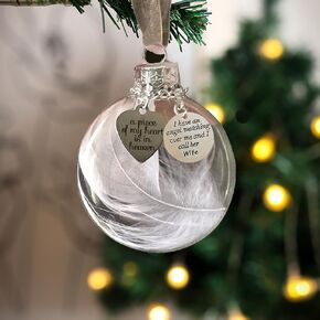 Memorial Gifts for Loss of Mom, Sympathy Gifts for Loss of Mom, A Piece of My Heart is in Heaven, Memorial Ornaments Christmas Clear Feather Ball