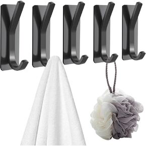 Adhesive Hooks Heavy Duty, (Holds Up to 10lbs) Adhesive Towel Hooks, Gold Wall Hooks Adhesive for Hanging, Easy to Install, Used for Hanging Coat and Towels On Walls, Bathrooms, Doors.(2PCS)