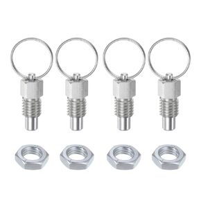 HARFINGTON 3Pcs Spring Plunger with Pull Ring M12x1.75 Thread Size 0.51" Thread Length Pin Dia.8mm Flat Head Carbon Steel Non-Locking Retractable Index Plunger for Industrial Equipment
