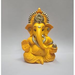 Ganesha Idol Ganesh for Car Dashboard Statue Ganpati Vinayaka Vinayagar Figurine Diwali Gifts Home Decor Luck, Success for Small Murti Puja Lord Gift Office Desk Room 3.5 Inches