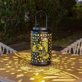 pearlstar Butterfly Lantern Outdoor Solar Hanging Lantern Waterproof Solar Light Decorative for Table Patio Yard Garden Lawn Landscape Lighting, Gardening Gifts for Women Mon (Blue)
