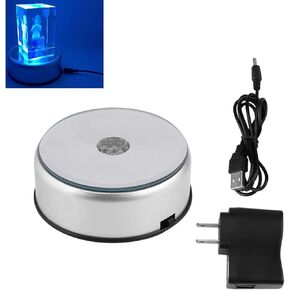 Yosoo LED Colorful Light Rotating Crystal Display Base Stand Holder, 7 Colorful with AC US Adapter, Silver, 1.5inch, US Plug