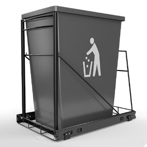 Pull Out Trash Can Under Cabinet, Under Sink Garbage Can Pull Out Slider for Kitchen Cabinet Garbage Can, Under Sink Trash Can for 10 Gallon Trash Can, Trash Can Not Included (Black Ink)