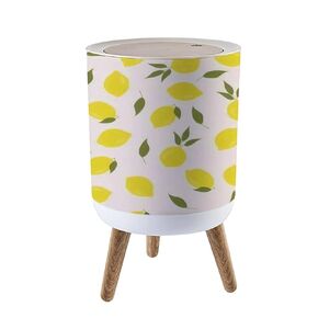 Small Trash Can with Lid for Bathroom Kitchen Office Diaper Lemon Simle Style Bedroom Garbage Trash Bin Dog Proof Waste Basket Cute Decorative