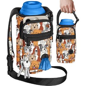 Water Bottle Carrier Bag for PupFlask 27oz - Travel Bottle Sling with Phone Pocket Strap, Portable Purse Pet Water Bottle Holder Cover for Easy Walking Hiking(No Water Bottle Included)