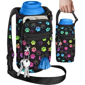 Water Bottle Carrier Bag for PupFlask 27oz - Travel Bottle Sling with Phone Pocket Strap, Portable Purse Pet Water Bottle Holder Cover for Easy Walking Hiking(No Water Bottle Included) in Kuwait