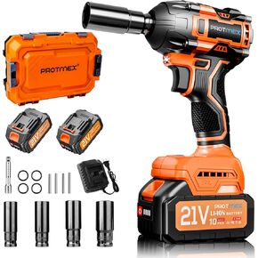 Cordless Impact Wrench, 900Ft-lbs (1200N.m) 1/2" Brushless Impact Gun, 21V High Torque Power Impact Driver, 2x4.0Ah Batteries Electric Impact Motor Variable Speeds for Car/Truck RV/Mower