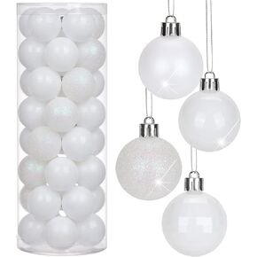 1.57" Pearl White Christmas Balls Ornaments 40 Pcs Shatterproof Christmas Ornaments Set Halloween Balls Ornaments White Ornaments for Christmas Tree Holiday Party