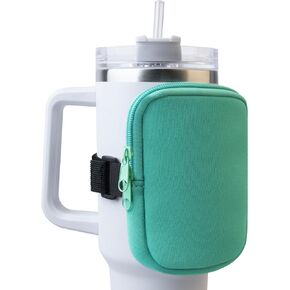 Water Bottle Pouch for Stanley 40 oz Tumbler with Handle - Gym Accessories for Women, Cup Belt Bag Compatible with Stanley/Simple Modern Tumbler Accessories(White)