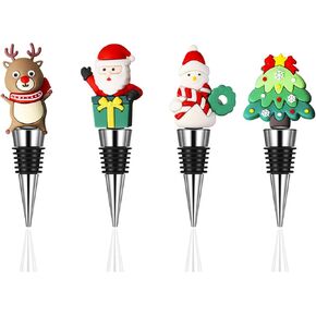 4 قطع سدادة زجاجات النبيذ، سدادة نبيذ شجرة سانتا كلوز رجل الثلج، حافظة نبيذ حمراء لعيد الميلاد، سدادات زجاجات مشروبات قابلة لإعادة الاستخدام لفلين النبيذ لعيد الميلاد وحفلات عيد الميلاد وحفلات الزفاف وأعياد الميلاد in Kuwait