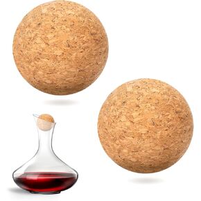 2 Pieces Decanter Stopper, Wine Cork Ball Wooden Cork Ball Stopper for Wine, 2 Inch/ 5.3 Cm Glass Decanter Cork Stopper, Decanter Carafe Bottle Replacement Ball Cork Glass Jar Decanter Ball Stopper