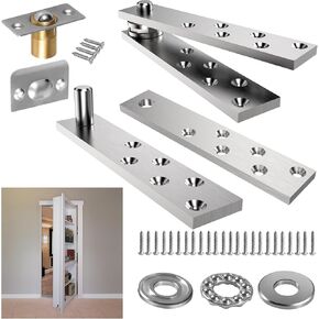 Hidden Door Hinge Pivot Door Hardware 360 Degree Rotation Murphy Hidden Door Bookcase, Pivot Hinge Hardware for Max 300 lbs, Heavy Duty Murphy Door Hinge Kit, Hidden Hinges for Secret Door
