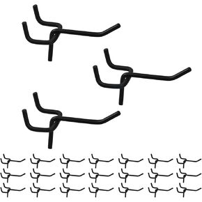 MOOCA 24 Pcs Small Metal Black Pegboard Hooks Hanger 2.6 Inch for Hanging Jewelry, Scarf, hat, Key, and mask