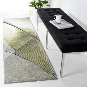 SAFAVIEH Hollywood Collection Runner Rug - 2'3" x 6', Grey & Green, Mid-Century Modern Design, Non-Shedding & Easy Care, Ideal for High Traffic Areas in Living Room, Bedroom (HLW715Y)