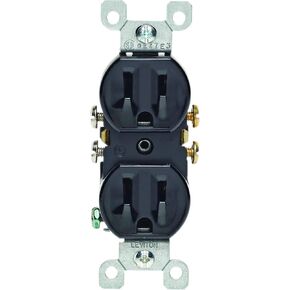 Leviton 5320-ECP 15 Amp, 125 Volt, Duplex Receptacle, Residential Grade, Grounding, All Screws Backed Out, Single Unit, Black