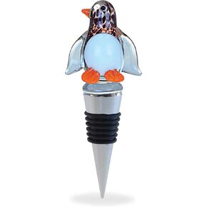 Cheers Penguin Glass Wine Stopper – Elegant Vacuum Seal Reusable Nautical Ocean Life Wine Bottle Stopper – Airtight Leak Proof Bottle Topper Cork Plug, Cute Home Decor & Bar Tool Accessory Gift