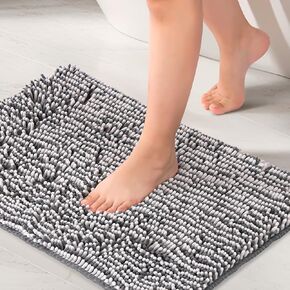 Bathroom Rugs - Absorbent Bath Mat, Non-Slip Washable Bathroom Rugs, Soft and Comfortable (20" x 32", Gray)