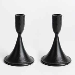 Black Candlestick Holders Black Taper Candle Holder Set of 2 Hand-Forged Cast Iron Candle Holder Tapered Candlestick Holders for Candlesticks,Vintage Candle Stick Holder Décor for Weeding Party Dining
