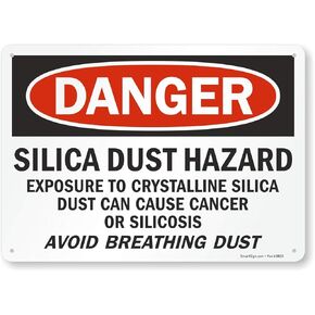 "Danger - Silica Dust Hazard, Can Cause Cancer Or Silicosis" Sign By SmartSign | 10" x 14" Plastic