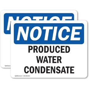 (2 Pack) Produced Water Condensate OSHA Notice Sign 10 Inch X 7 Inch Vinyl Label Decal Sticker Weather Resistant, UV Protected for Workplace, Business, and Construction Site, Made in the USA