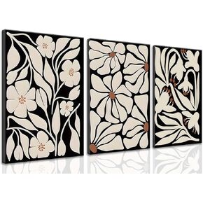ZQARTZZQ Wildflower Wall Art Watercolor Flower Framed Canvas Colorful Floral Pictures Decor Botanical Prints Floral Painting Set of 3 Artwork for Living Room Bedroom Bathroom 12x16in