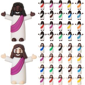 40Pcs Mini Jesus Figures Black Little Jesus Figurine to Hide and Seek Classic Religious Gifts Christ Savior Jesus for Sunday Easter Egg Stuffers Gift (40, Multicolor)