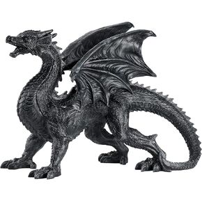 Big Size Gothic Medieval Mythic Guardian Roaring Winged Dragon Figurine Statue Fantasy Decoration Table Halloween Decor Resin Home Bedroom Man Cave Decor Gift 19.2''Long
