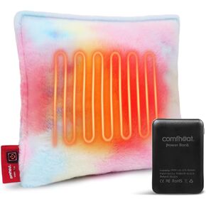 Heated Pillow for Lumbar Support, Rechargeable Heating Back Pillow for Office Chair Car Seat, 3 Heat Settings, Improve Sitting Posture, Back Pain Relief, with Washable Cover, 11.8 x 11.8