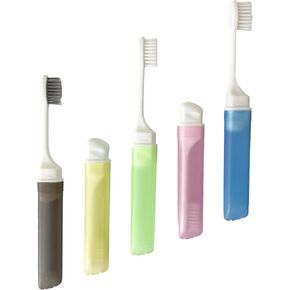 Travel Toothbrush Set - 5 Pieces Mini Soft Portable Toothbrush with Independent Packaging Perfect for Travel, Camping, and Home Use (5 Pack, Matte Colors)