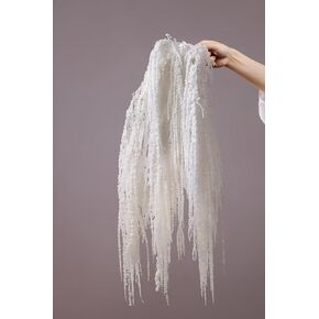 5Pcs Bleached Amaranthus Hanging Flowers - 23'' Dried Preserved White Hanging Wisteria Flowers for Wedding Bouquet, Wall Decoration, Home Decor