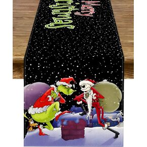 Merry Christmas Table Runner The Nightmare Before Christmas Winter Holiday Party Kitchen Fireplace Dining Room Home Decor
