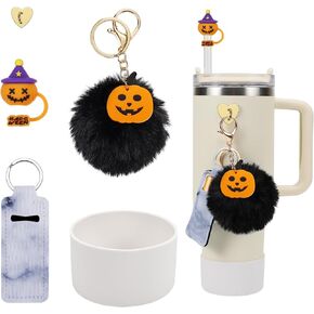 Christmas Stanley Cup Accessories Set- Christmas Silicone Straw Cover, Silicone Stanley Cup Boot, Lipstick Holder, Christmas Charms for Stanley Cup 40oz & 30oz Tumbler. (Christmas White Elk)