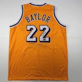 Facsimile Autographed Elgin Baylor Los Angeles LA Yellow Reprint Laser Auto Basketball Jersey Size Men's XL