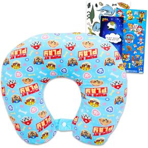 Paw Patrol Travel Neck Pillow for Kids - Bundle with 13" Paw Patrol Neck Pillow, Tattoos, Stickers, More | Paw Patrol Travel Accessories Set for Boys